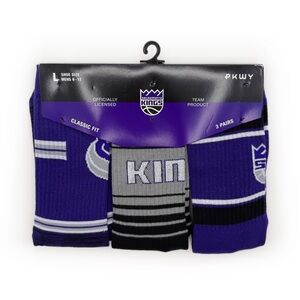 Sacramento Kings Mens Crew Socks NBA Basketball Purple Black Gray Fan Gear Gift